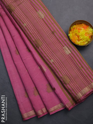 Semi raw silk saree pastel pink with woven buttas and zari woven border