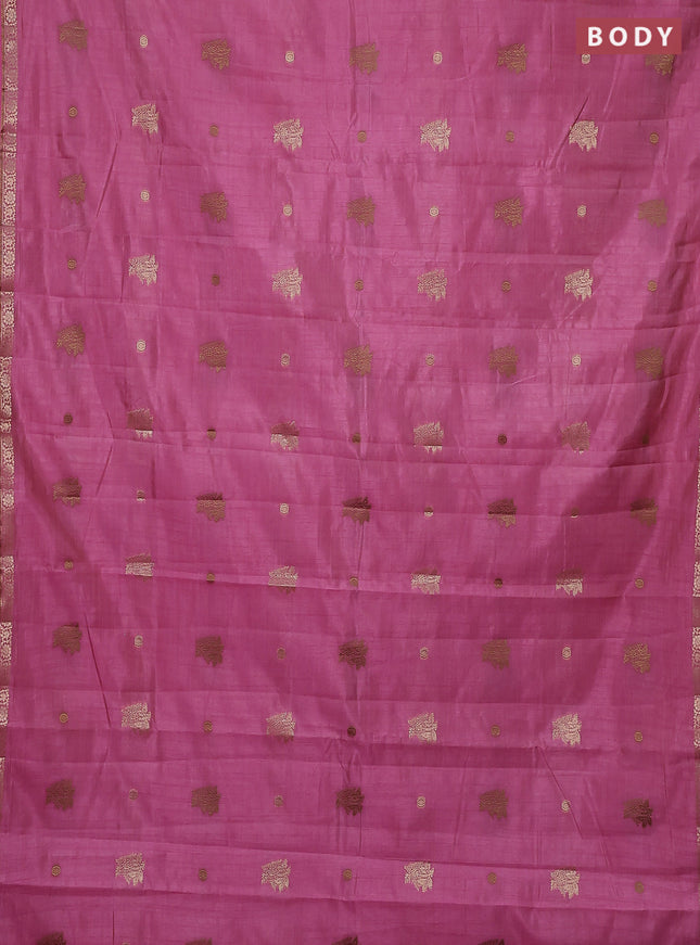 Semi raw silk saree pastel pink with woven buttas and zari woven border