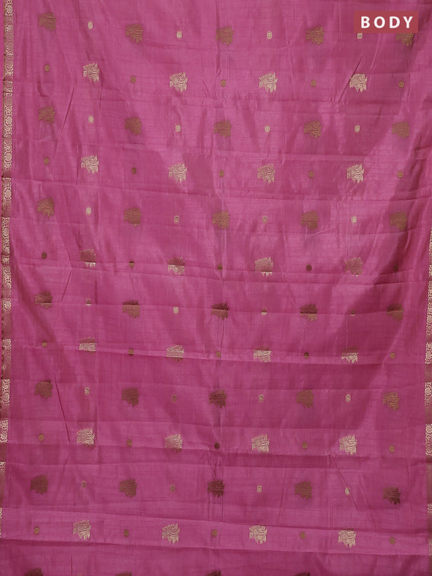 Semi raw silk saree pastel pink with woven buttas and zari woven border