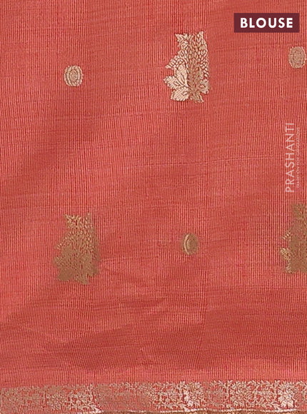 Semi raw silk saree red with woven buttas and zari woven border