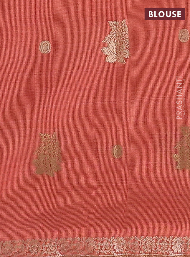 Semi raw silk saree red with woven buttas and zari woven border