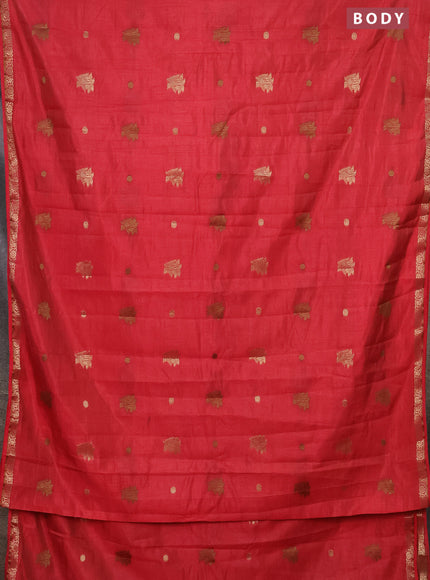 Semi raw silk saree red with woven buttas and zari woven border