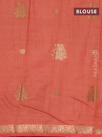 Semi raw silk saree red with woven buttas and zari woven border