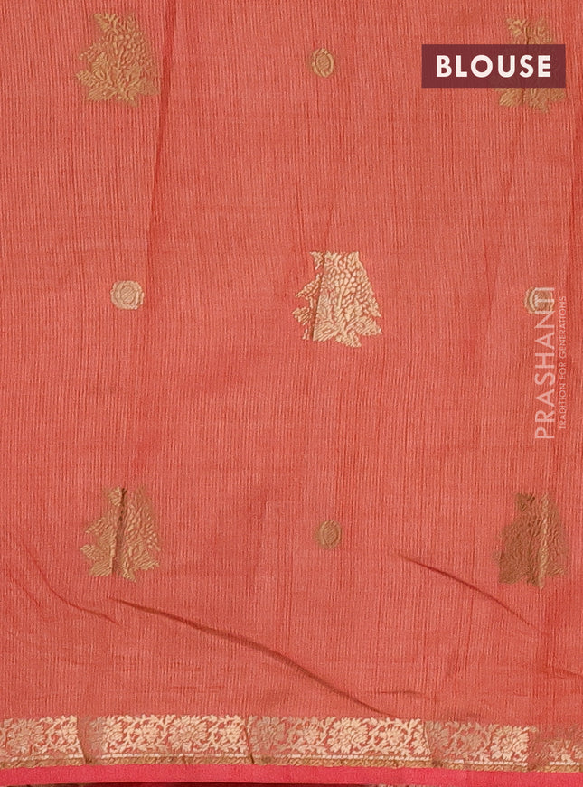 Semi raw silk saree red with woven buttas and zari woven border