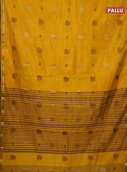 Semi raw silk saree yellow with woven buttas and zari woven border
