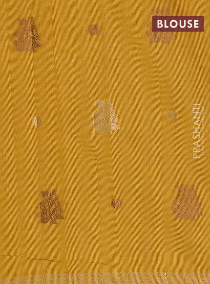 Semi raw silk saree yellow with woven buttas and zari woven border