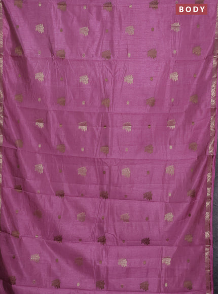 Semi raw silk saree mauve pink with woven buttas and zari woven border