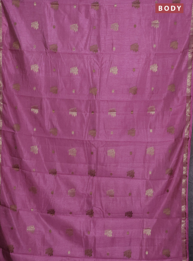 Semi raw silk saree mauve pink with woven buttas and zari woven border