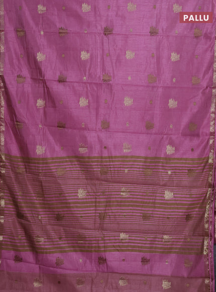Semi raw silk saree mauve pink with woven buttas and zari woven border