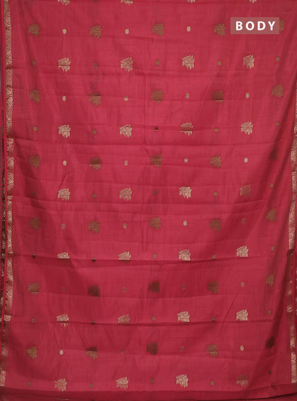 Semi raw silk saree red with woven buttas and zari woven border