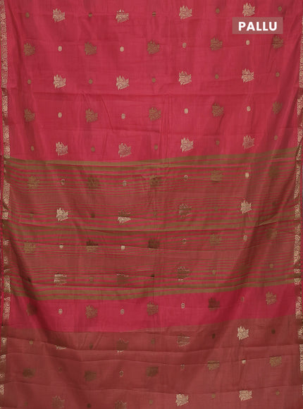 Semi raw silk saree red with woven buttas and zari woven border