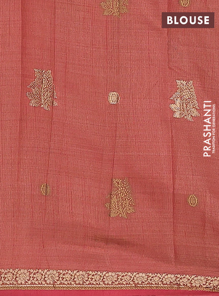 Semi raw silk saree red with woven buttas and zari woven border