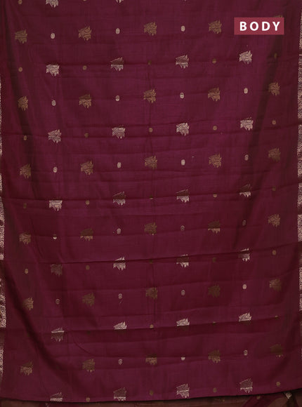 Semi raw silk saree deep maroon with woven buttas and zari woven border