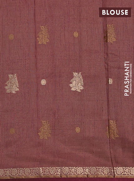 Semi raw silk saree deep maroon with woven buttas and zari woven border