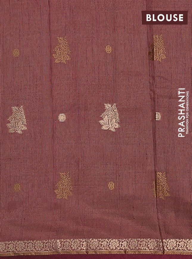 Semi raw silk saree deep maroon with woven buttas and zari woven border