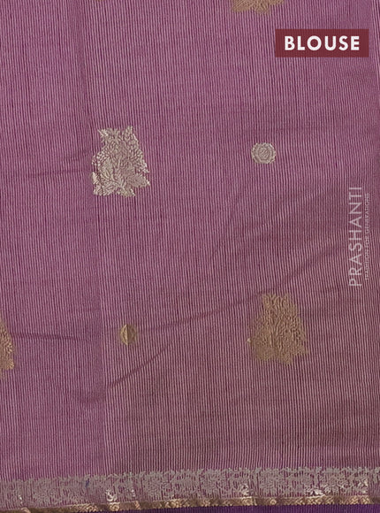 Semi raw silk saree violet with woven buttas and zari woven border