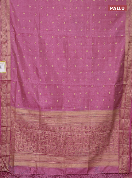 Semi raw silk saree pastel pink with zari woven buttas and zari woven border