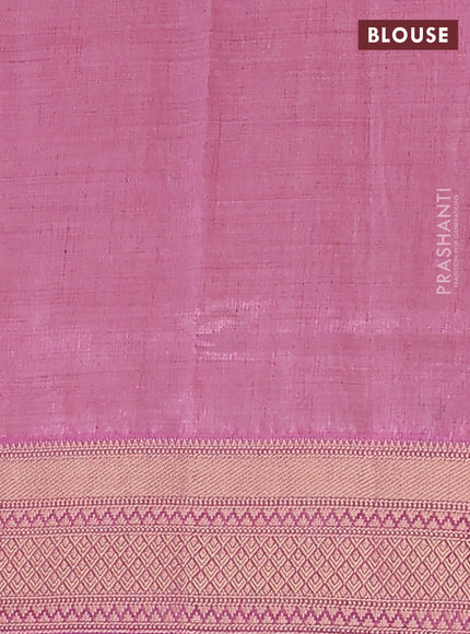 Semi raw silk saree pastel pink with zari woven buttas and zari woven border