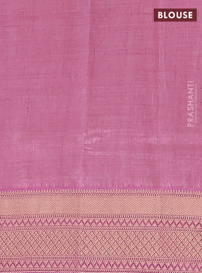 Semi raw silk saree pastel pink with zari woven buttas and zari woven border