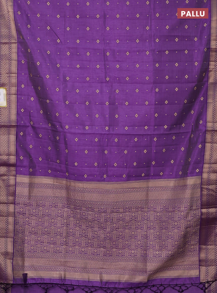 Semi raw silk saree violet with zari woven buttas and zari woven border