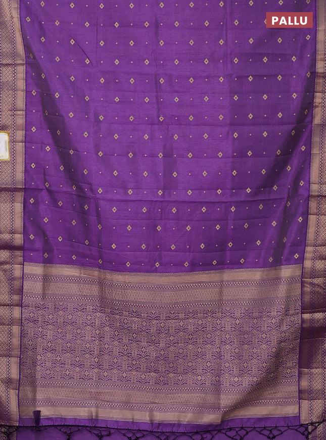 Semi raw silk saree violet with zari woven buttas and zari woven border