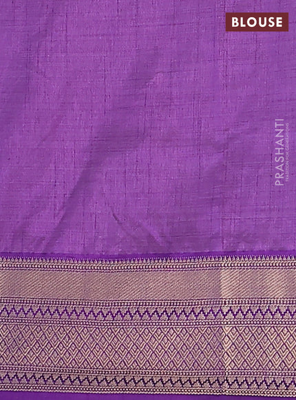 Semi raw silk saree violet with zari woven buttas and zari woven border