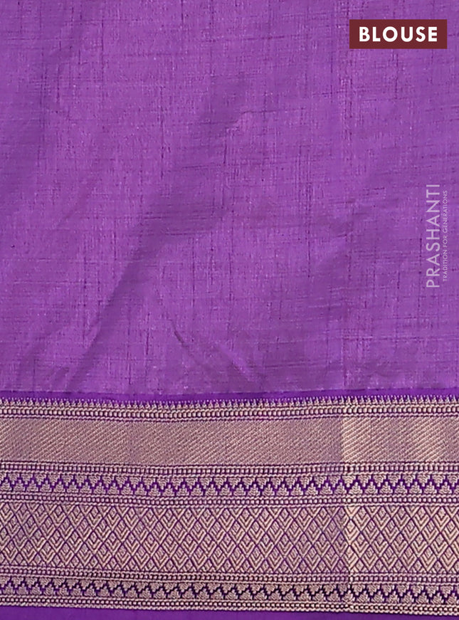 Semi raw silk saree violet with zari woven buttas and zari woven border