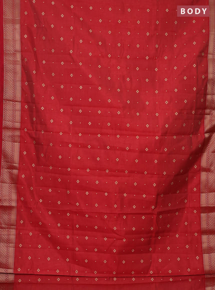 Semi raw silk saree red with zari woven buttas and zari woven border
