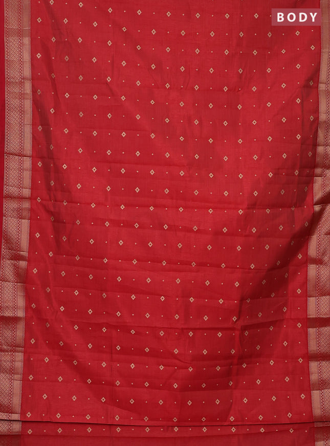 Semi raw silk saree red with zari woven buttas and zari woven border