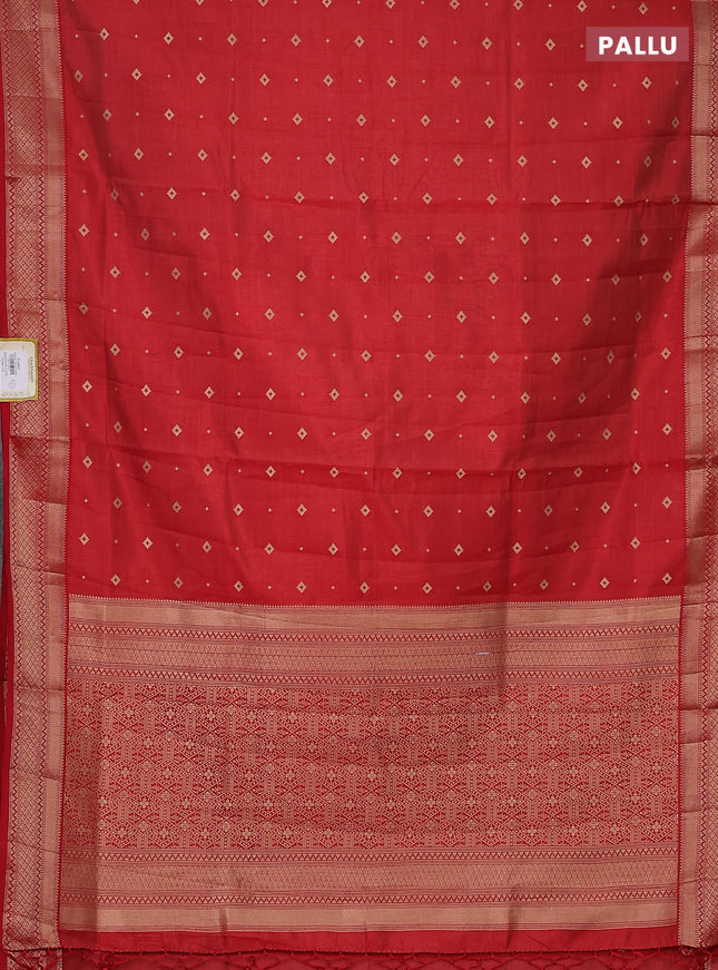 Semi raw silk saree red with zari woven buttas and zari woven border