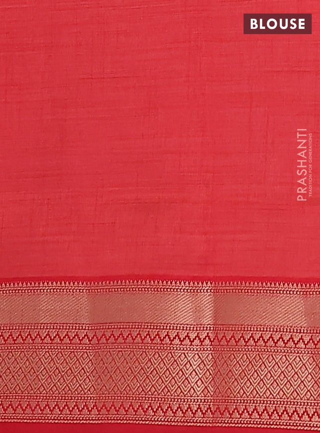 Semi raw silk saree red with zari woven buttas and zari woven border