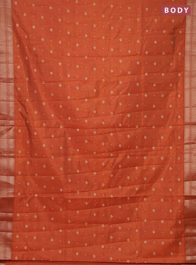 Semi raw silk saree rustic orange with zari woven buttas and zari woven border