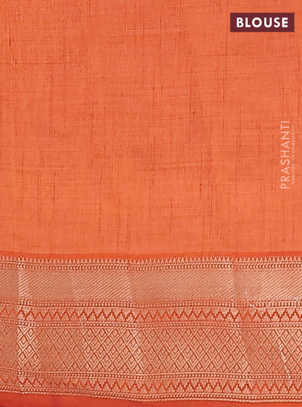 Semi raw silk saree rustic orange with zari woven buttas and zari woven border