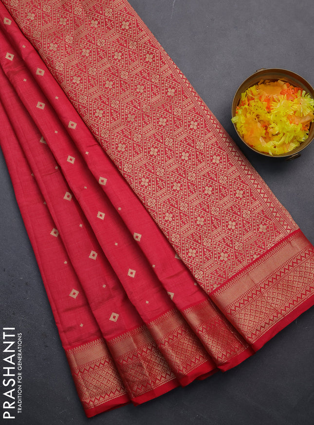 Semi raw silk saree pink with zari woven buttas and zari woven border