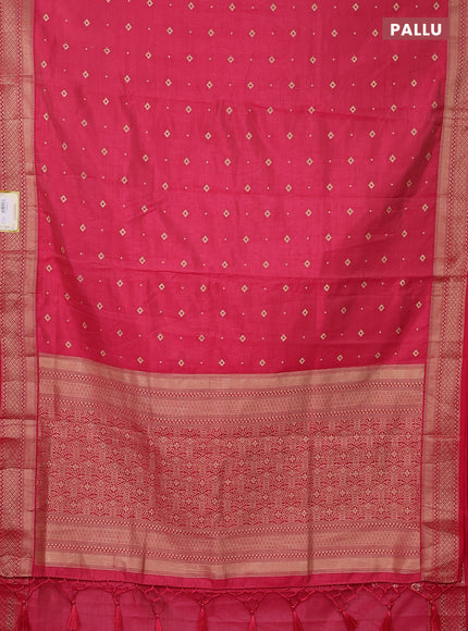 Semi raw silk saree pink with zari woven buttas and zari woven border