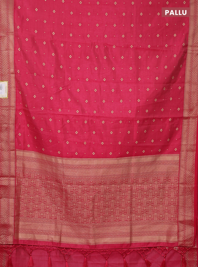 Semi raw silk saree pink with zari woven buttas and zari woven border