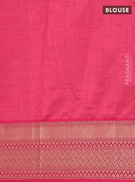 Semi raw silk saree pink with zari woven buttas and zari woven border