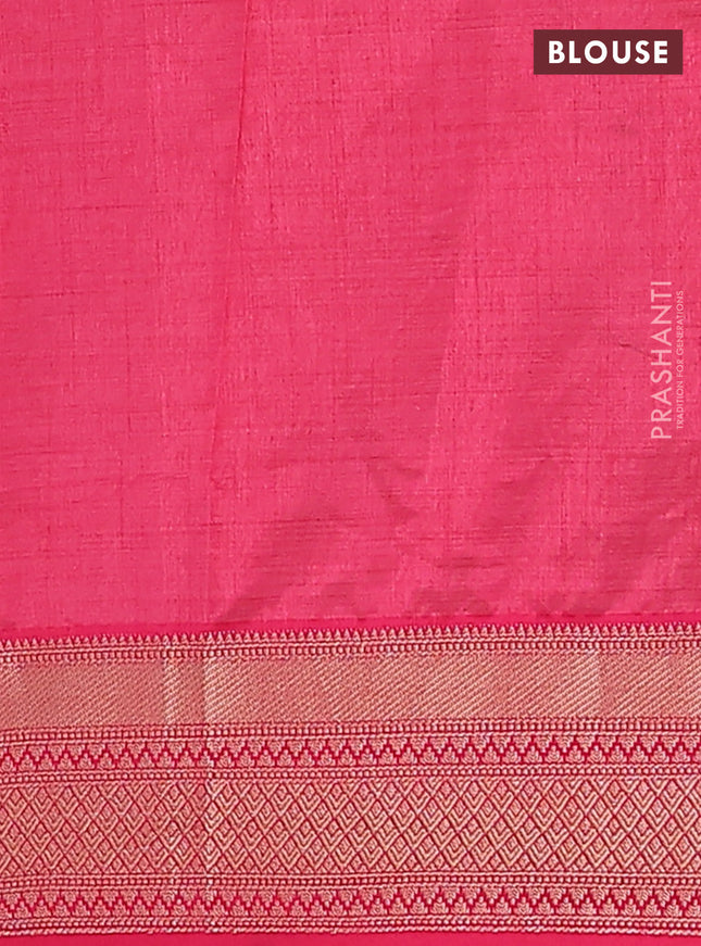Semi raw silk saree pink with zari woven buttas and zari woven border
