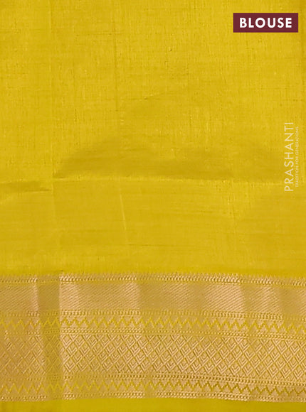 Semi raw silk saree lime yellow with zari woven buttas and zari woven border