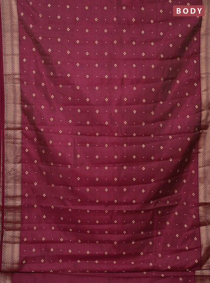 Semi raw silk saree wine shade with zari woven buttas and zari woven border