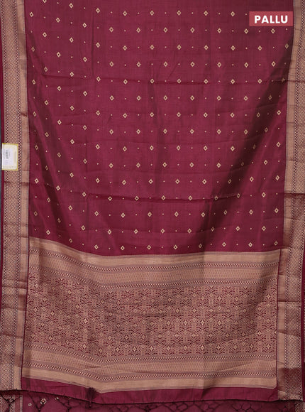 Semi raw silk saree wine shade with zari woven buttas and zari woven border