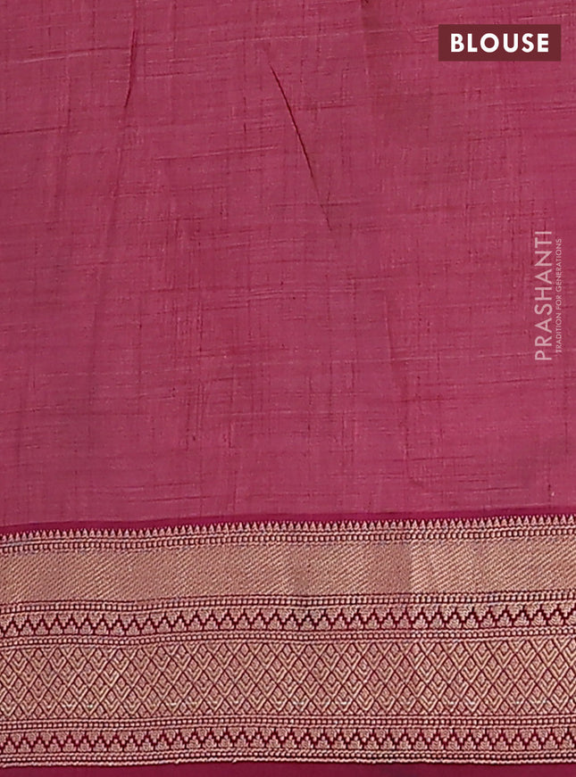 Semi raw silk saree wine shade with zari woven buttas and zari woven border