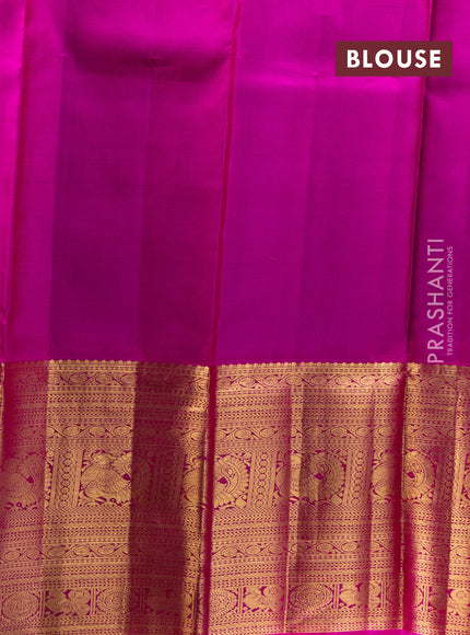 Pure kanchipuram silk lehenga deep jamun and pink with allover zari woven annam buttas and long annam zari woven border