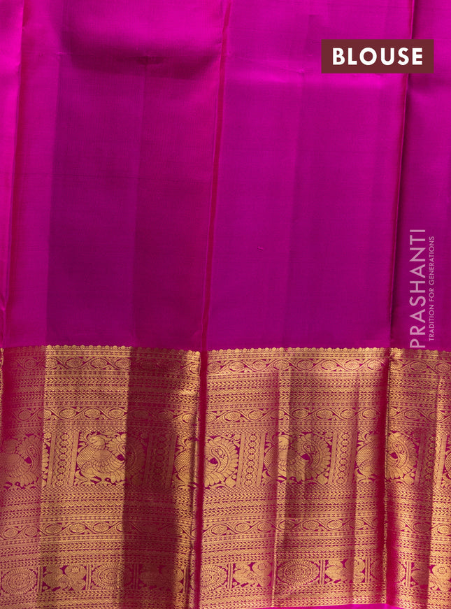 Pure kanchipuram silk lehenga deep jamun and pink with allover zari woven annam buttas and long annam zari woven border