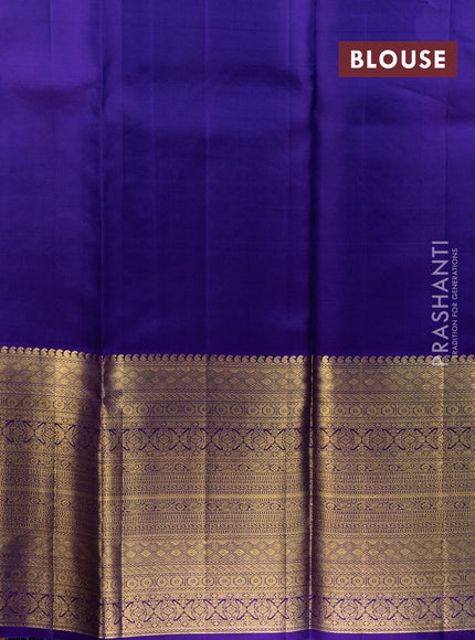 Pure kanchipuram silk lehenga light blue and violet with allover brocade weaves and long zari woven border