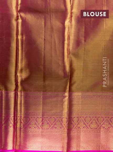 Pure kanchipuram tissue silk lehenga lime green and pink with allover brocade weaves and long zari woven border