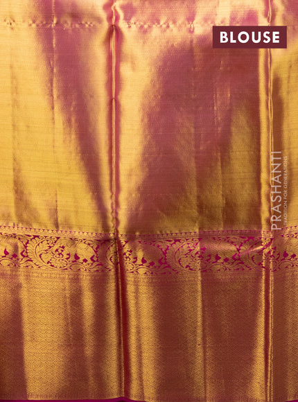 Pure kanchipuram tissue silk lehenga gold and pink with allover mina weaves and long zari woven border