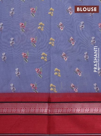 Maheshwari silk cotton saree grey and maroon with allover floral digital prints and rettapet thread woven border