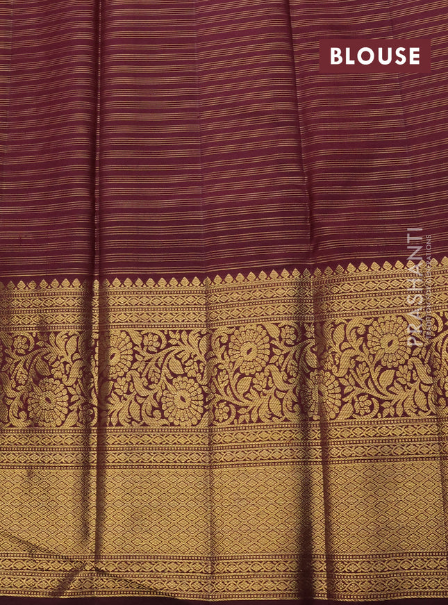 Pure kanchipuram silk saree red and coffee brown with allover zari checks & annam buttas and long rich zari woven border