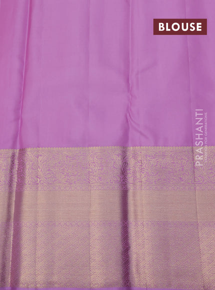 Pure kanchipuram silk saree red and lavender with allover zari woven brocade weaves and zari woven border